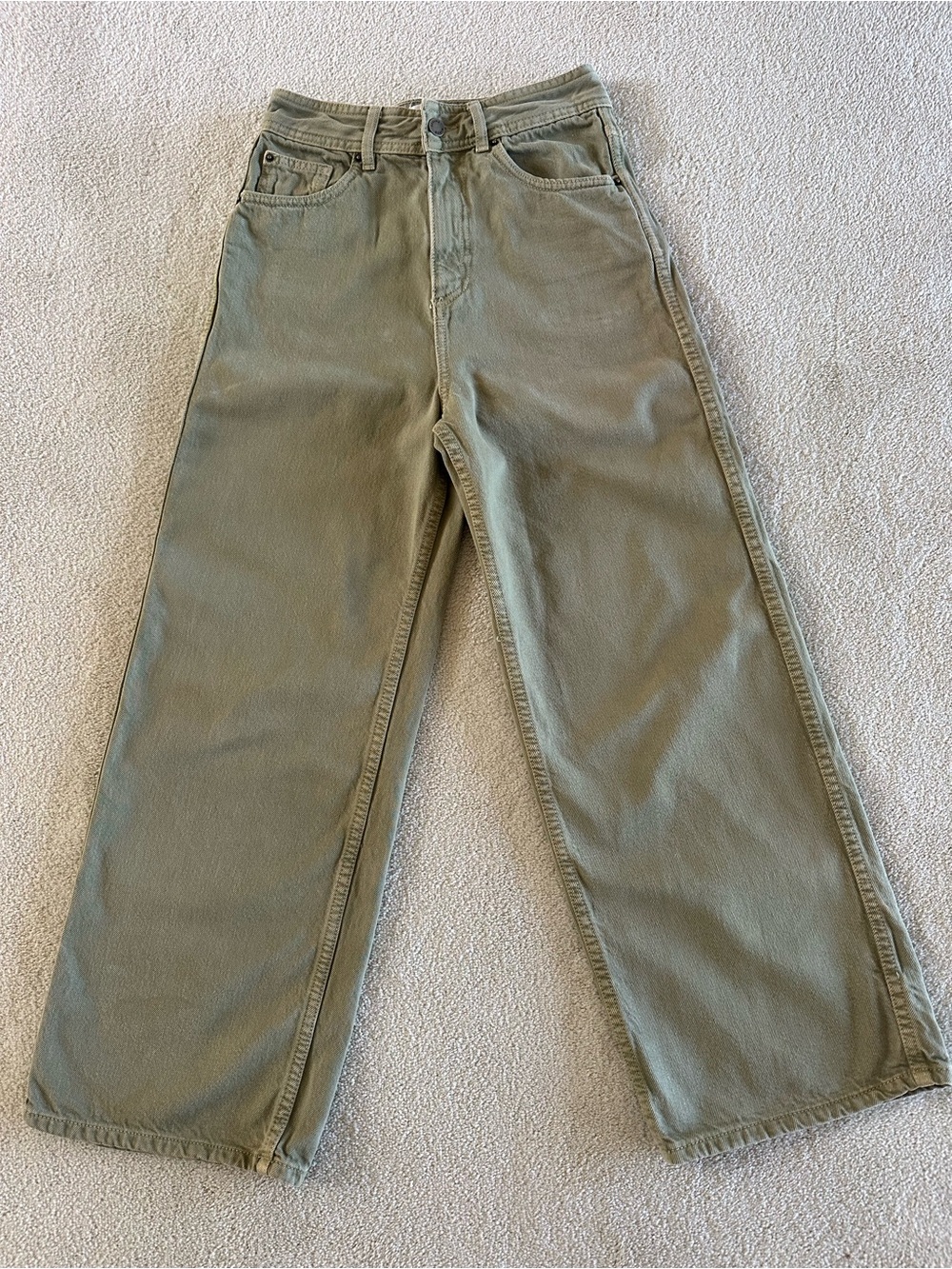 Sezane Olive Green Wide Leg Jeans - Picture 5 of 9